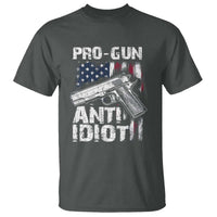 Pro Gun Anti Idiot T Shirt Vintage American Flag 2nd Amendment - Wonder Print Shop