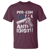 Pro Gun Anti Idiot T Shirt Vintage American Flag 2nd Amendment - Wonder Print Shop