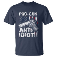 Pro Gun Anti Idiot T Shirt Vintage American Flag 2nd Amendment - Wonder Print Shop