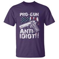 Pro Gun Anti Idiot T Shirt Vintage American Flag 2nd Amendment - Wonder Print Shop