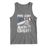 Pro Gun Anti Idiot Tank Top Vintage American Flag 2nd Amendment - Wonder Print Shop