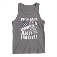 Pro Gun Anti Idiot Tank Top Vintage American Flag 2nd Amendment - Wonder Print Shop