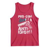 Pro Gun Anti Idiot Tank Top Vintage American Flag 2nd Amendment - Wonder Print Shop