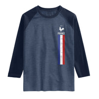 France Football Coq Soccer Throwback Jersey Style Raglan Shirt Vintage French Flag