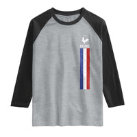 France Football Coq Soccer Throwback Jersey Style Raglan Shirt Vintage French Flag