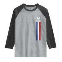 France Football Coq Soccer Throwback Jersey Style Raglan Shirt Vintage French Flag