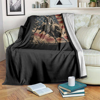 Patiotic Bull Rider Vintage Bull Riding Cowboy American Flag Throw Blanket