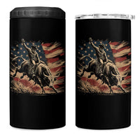 Patiotic Bull Rider Vintage Bull Riding Cowboy American Flag 4 in 1 Can Cooler Tumbler