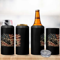 Patiotic Bull Rider Vintage Bull Riding Cowboy American Flag 4 in 1 Can Cooler Tumbler