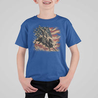 Patiotic Bull Rider Vintage Bull Riding Cowboy American Flag T Shirt For Kid