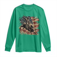 Patiotic Bull Rider Vintage Bull Riding Cowboy American Flag Long Sleeve Shirt