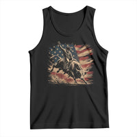Patiotic Bull Rider Vintage Bull Riding Cowboy American Flag Tank Top