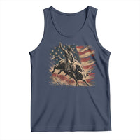 Patiotic Bull Rider Vintage Bull Riding Cowboy American Flag Tank Top