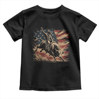 Patiotic Bull Rider Vintage Bull Riding Cowboy American Flag Toddler T Shirt