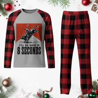 Funny Bull Rider Plaid Pajama Set I'll Be Back In 8 Seconds Bull Riding Rodeo