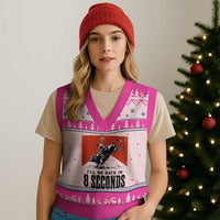 Funny Bull Rider V-Neck Knit Sweater Vest I'll Be Back In 8 Seconds Bull Riding Rodeo