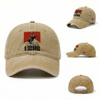 Funny Bull Rider Washed Cotton Baseball Cap I'll Be Back In 8 Seconds Bull Riding Rodeo