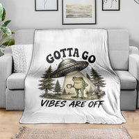 Funny Frog Alien Abduction Throw Blanket Gotta Go Vibes Are Off UFO Forest