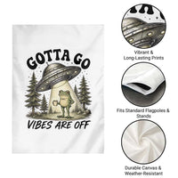 Funny Frog Alien Abduction Garden Flag Gotta Go Vibes Are Off UFO Forest