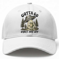 Funny Frog Alien Abduction Baseball Cap Gotta Go Vibes Are Off UFO Forest