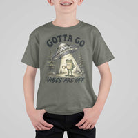 Funny Frog Alien Abduction T Shirt For Kid Gotta Go Vibes Are Off UFO Forest