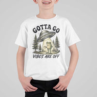 Funny Frog Alien Abduction T Shirt For Kid Gotta Go Vibes Are Off UFO Forest