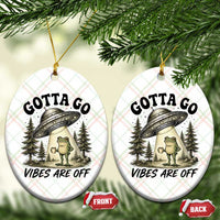 Funny Frog Alien Abduction Ceramic Ornament Gotta Go Vibes Are Off UFO Forest