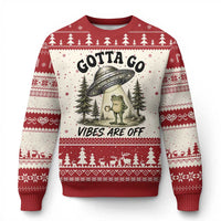 Funny Frog Alien Abduction Ugly Christmas Sweater Gotta Go Vibes Are Off UFO Forest