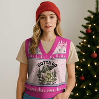 Funny Frog Alien Abduction V-Neck Knit Sweater Vest Gotta Go Vibes Are Off UFO Forest
