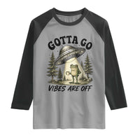 Funny Frog Alien Abduction Raglan Shirt Gotta Go Vibes Are Off UFO Forest