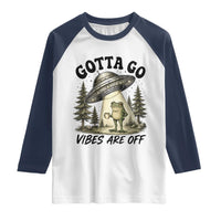 Funny Frog Alien Abduction Raglan Shirt Gotta Go Vibes Are Off UFO Forest