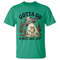 Funny Frog Alien Abduction T Shirt Gotta Go Vibes Are Off UFO Forest