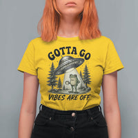 Funny Frog Alien Abduction T Shirt For Women Gotta Go Vibes Are Off UFO Forest