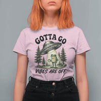 Funny Frog Alien Abduction T Shirt For Women Gotta Go Vibes Are Off UFO Forest