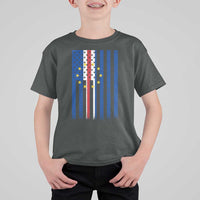 Half Cape Verdean Half American T Shirt For Kid Cabo Verdean Roots Vintage Cape Verde Flag