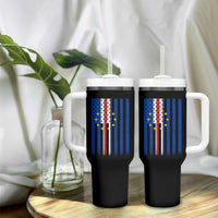 Half Cape Verdean Half American Tumbler With Handle Cabo Verdean Roots Vintage Cape Verde Flag