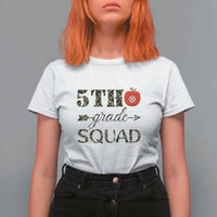 Funny Back To School Hunting T Shirt For Women 5TH Grade Squad Camo Flag Apple Arrow - Wonder Print Shop
