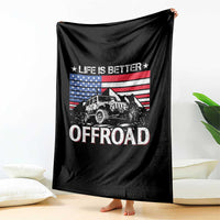 Life Is Better Off Road Car Throw Blanket American Flag Mountain Adventure - Wonder Print Shop