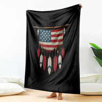 Native American Vintage Feathers USA Flag Throw Blanket - Wonder Print Shop