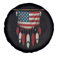 Native American Vintage Feathers USA Flag Spare Tire Cover - Wonder Print Shop