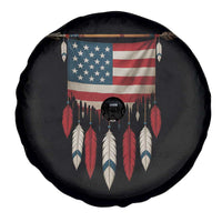 Native American Vintage Feathers USA Flag Spare Tire Cover - Wonder Print Shop