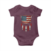 Native American Vintage Feathers USA Flag Baby Onesie - Wonder Print Shop