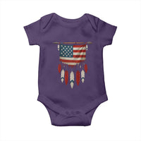 Native American Vintage Feathers USA Flag Baby Onesie - Wonder Print Shop