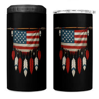 Native American Vintage Feathers USA Flag 4 in 1 Can Cooler Tumbler - Wonder Print Shop