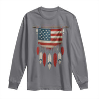Native American Vintage Feathers USA Flag Long Sleeve Shirt - Wonder Print Shop