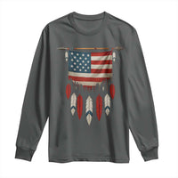 Native American Vintage Feathers USA Flag Long Sleeve Shirt - Wonder Print Shop