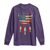 Native American Vintage Feathers USA Flag Long Sleeve Shirt - Wonder Print Shop
