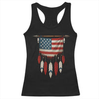Native American Vintage Feathers USA Flag Racerback Tank Top - Wonder Print Shop