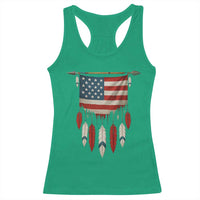 Native American Vintage Feathers USA Flag Racerback Tank Top - Wonder Print Shop