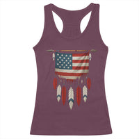 Native American Vintage Feathers USA Flag Racerback Tank Top - Wonder Print Shop